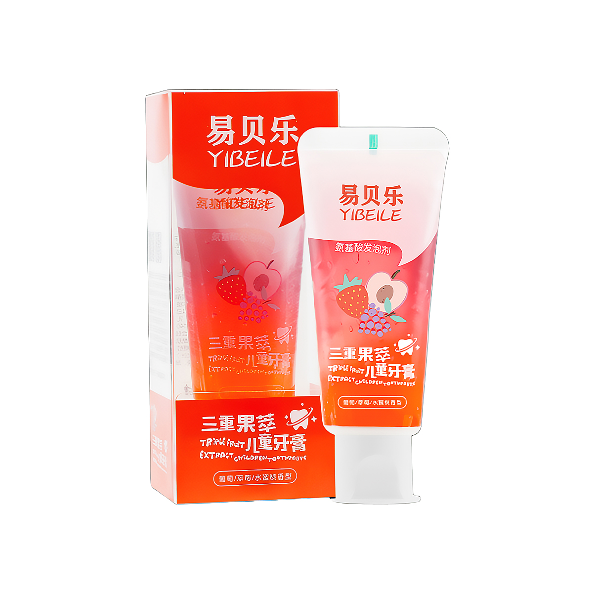 (Кол-во в коробке 24 шт)YIBEILE Детская зубная паста с тройным экстрактом фруктов 80г